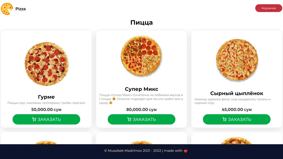 Pizza website
